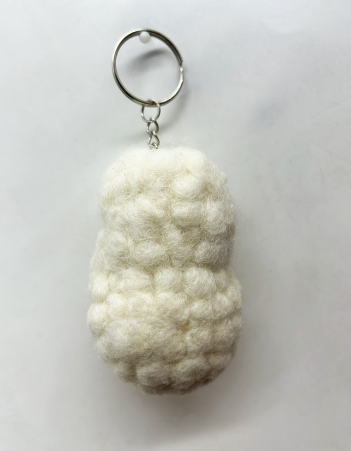 Handmade Needle Felted Sheep Keychain – Fluffy Wool Lamb Bag Charm